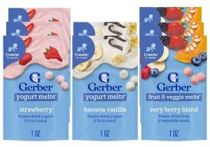 Gerber Stage 3 fruit and yogurt melts, 8-pack