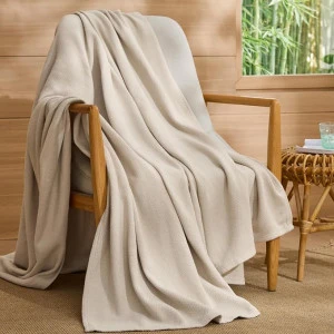 Bedsure 100% Cotton Herringbone Weave Throw Blanket