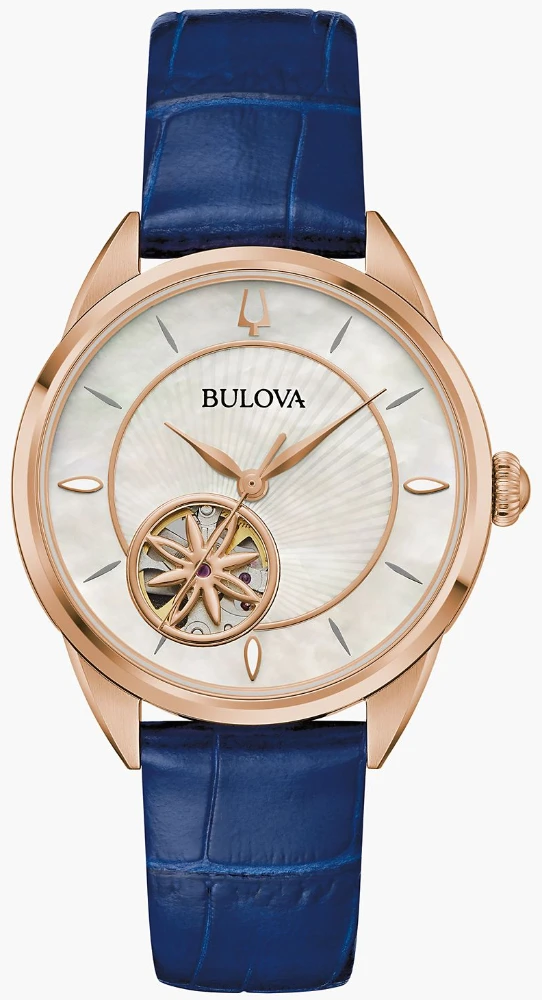 Bulova Sutton 自動上鍊女表・海軍藍皮帶 34.5mm