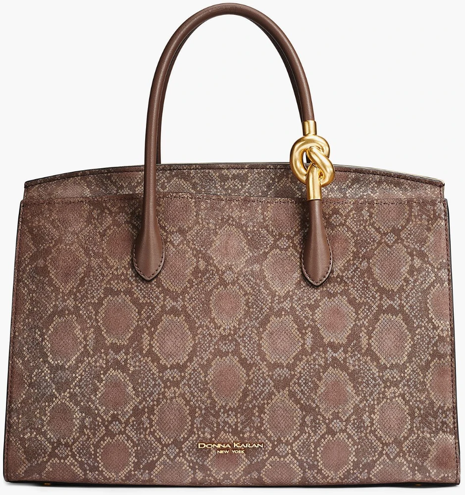 Donna Karan Loden 蛇紋壓花麂皮手提包
