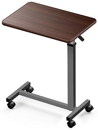 WOTURE Pneumatic Adjustable Overbed Bedside Table w/ Wheels