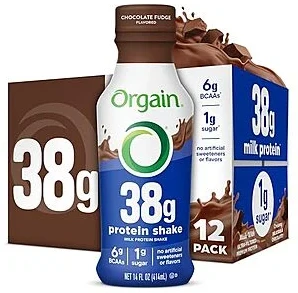 Select Accts: 12-Pk 14-Oz Orgain 38g High Protein Grass-Fed Shakes (Chocolate Fudge)