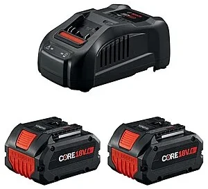 2-Pk Bosch CORE18V 6Ah Batteries w/ Charger + 2x Free Bonus Tools