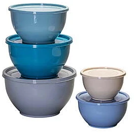 10-Pc Mainstays Plastic Mixing Bowl Set (5 Bowls + 5 Lids)
