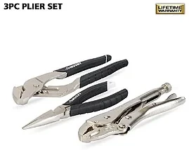 $13.97, FS, Husky 3-Piece Pliers Set (Curved Jaw Locking, Long Nose Pliers, Groove Joint Pliers）