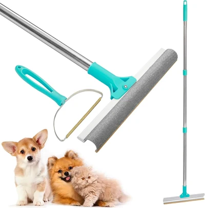 Carpet Rake for Pet Hair Removal – Adjustable 2-in-1 Long Handle & Mini Brush Set