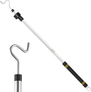 Krimeely Telescoping Clothes Reach Pole with Hook, 37"-65"