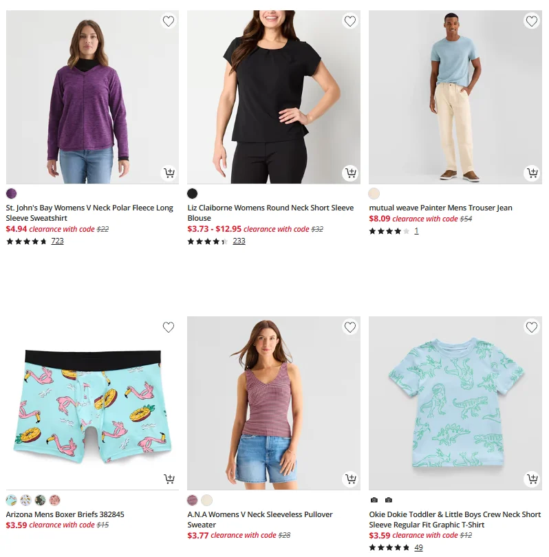 JCPenney 服飾鞋履清倉
