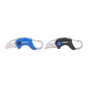 2-Pk 3/4" Kobalt Keychain Folding Carabiner Knife Set