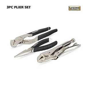$13.97, FS, Husky 3-Piece Pliers Set (Curved Jaw Locking, Long Nose Pliers, Groove Joint Pliers）